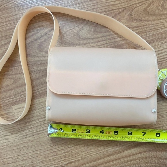 Zara Pink Peach Fruit Jelly Satchel Purse Handbag W/ Straps Wooden Sides - Picture 2 of 10